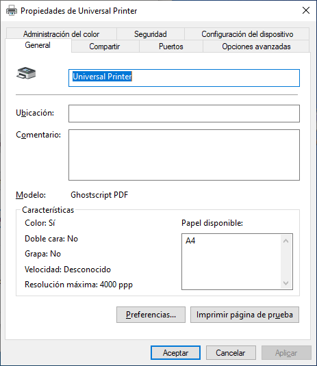 Impresora Universal